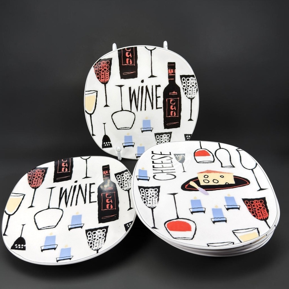 Sakura Table Peggy Ann Sublett Wine and Cheese Appetizer Plates Set of 6 MCM 6in